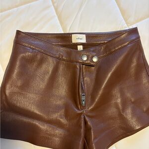 Wilfred High Waist Brown Leather Shorts